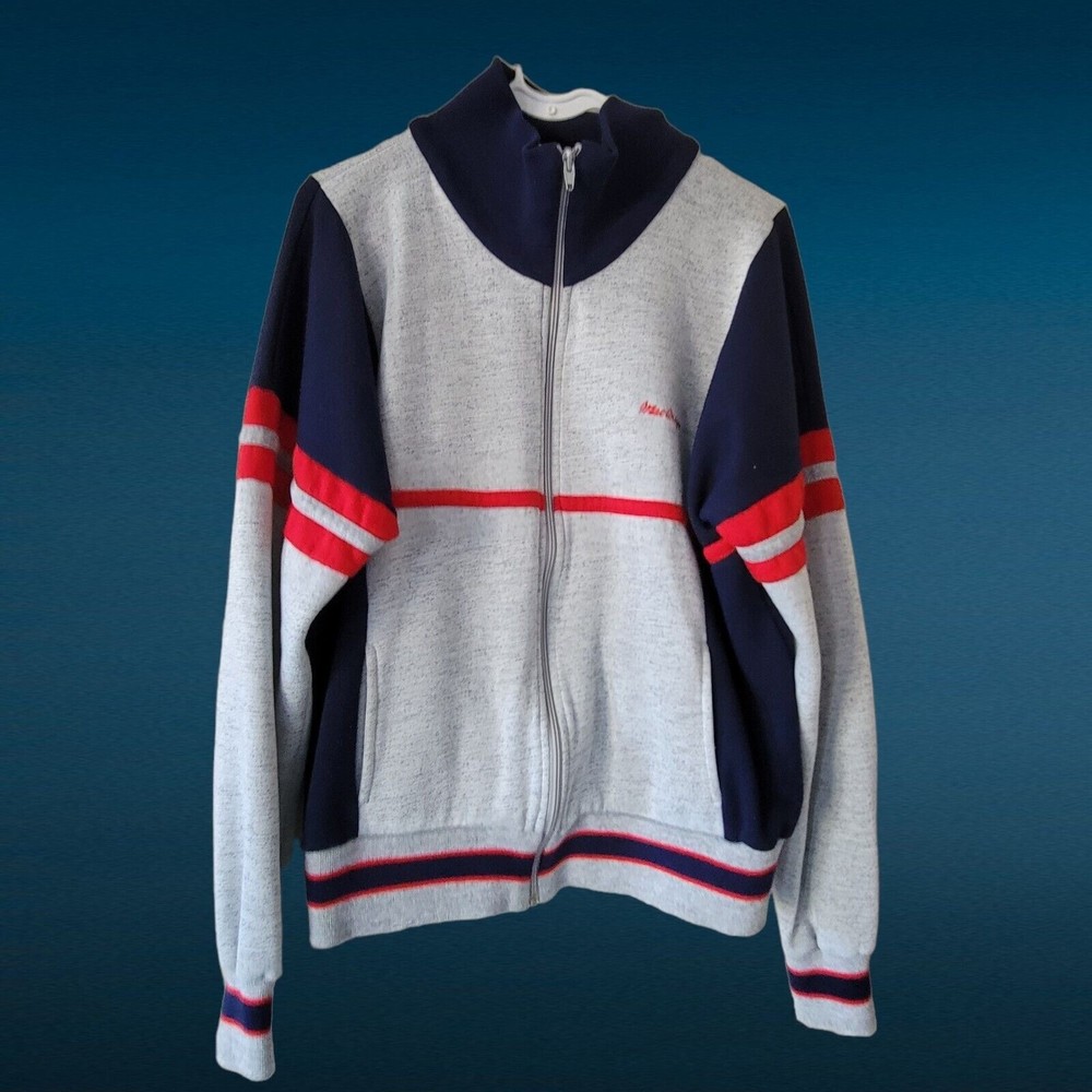 80's MacGregor Zip Up Sweatsuit Track Jacket L‎ USA Gray Heather